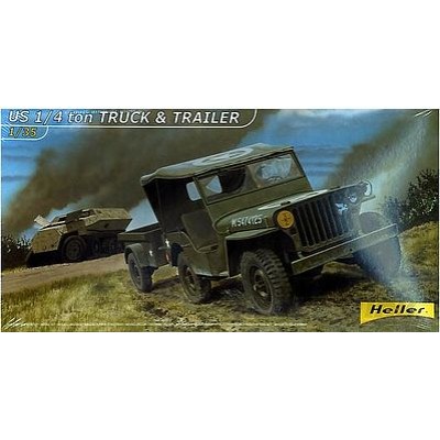 US 1/4 TON TRUCK & TRAILER - 1/35 SCALE - HELLER